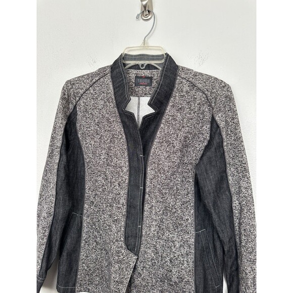 HIROKO KOSHINO TRUNK Heathered Stretch Jacket Snap Button Notch Size 40 - Picture 2 of 12